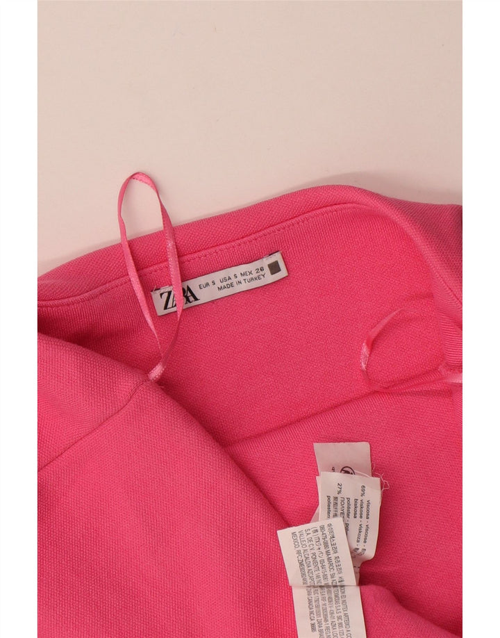 Zara Vestido Sin Tirantes Para Mujer UK 8 Small Viscosa Rosa