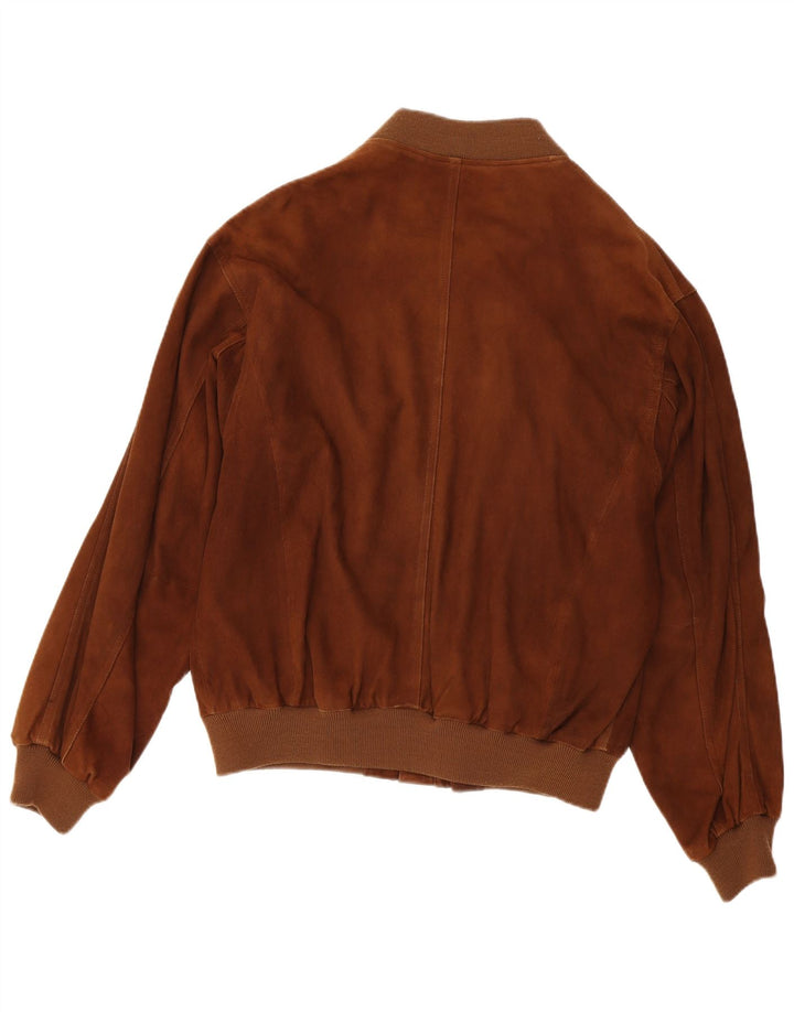 Vintage hombres ante chaqueta EU 54 2XL cuero marrón