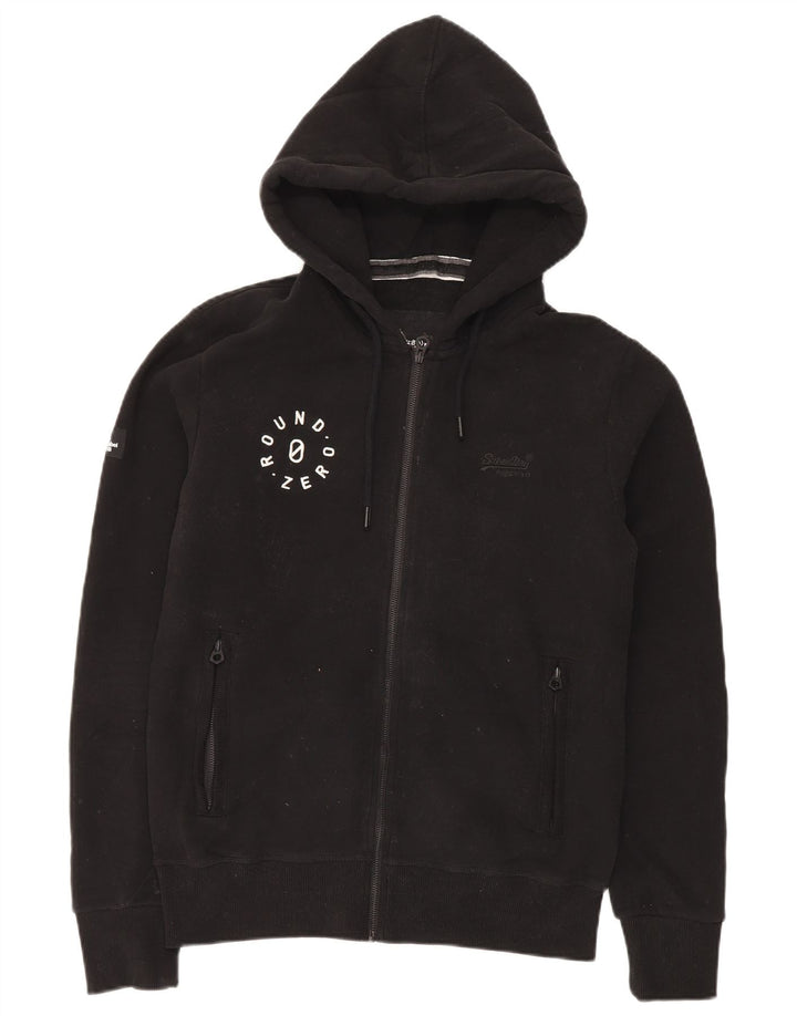 Superdry Hombre Sudadera Con Capucha Y Cremallera De Algodón Negro Mediano