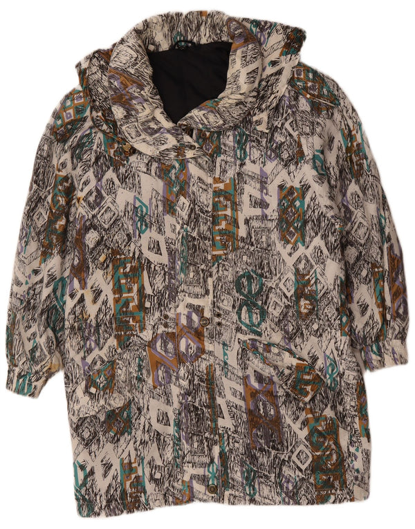 VINTAGE Mujer Cortavientos Abrigo Reino Unido 10 Pequeño Multicolor Geométrico