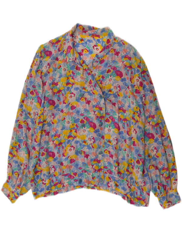 Vintage mujer camisa blusa Reino Unido 18 XL multicolor floral
