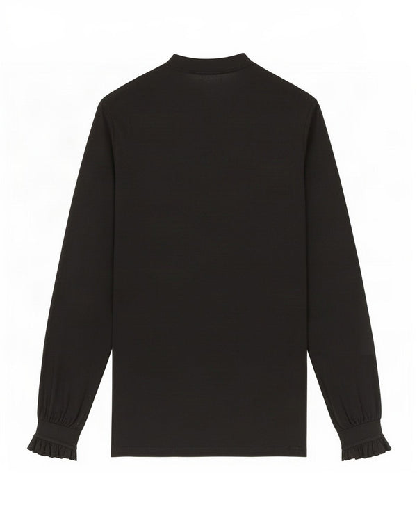 Northland Blusa de Manga Larga con Volantes en la Parte Delantera para Mujer UK 40 Medium Black