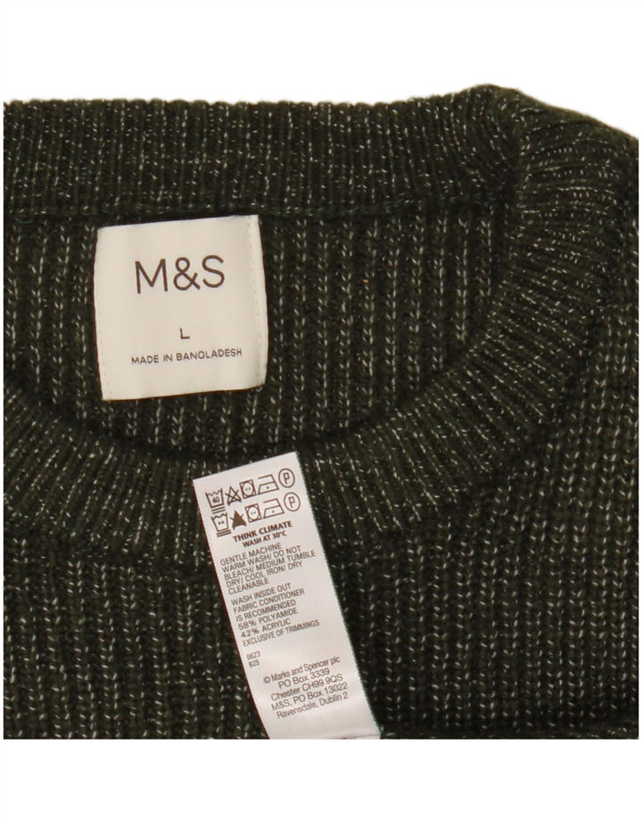 Marks & Spencer - Jersey de cuello redondo para hombre, talla grande, color caqui, poliamida
