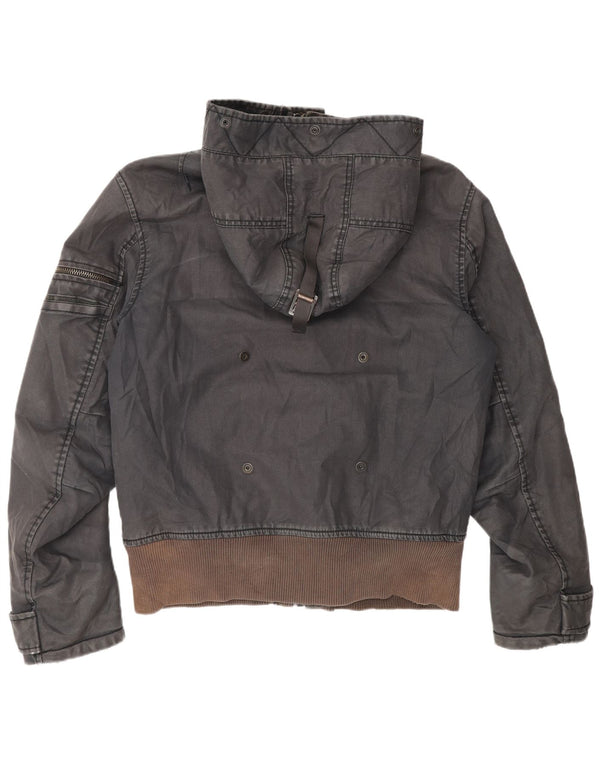 G-Star Mens 3301 Chaqueta Bomber con Capucha UK 40 Grande Gris Algodón