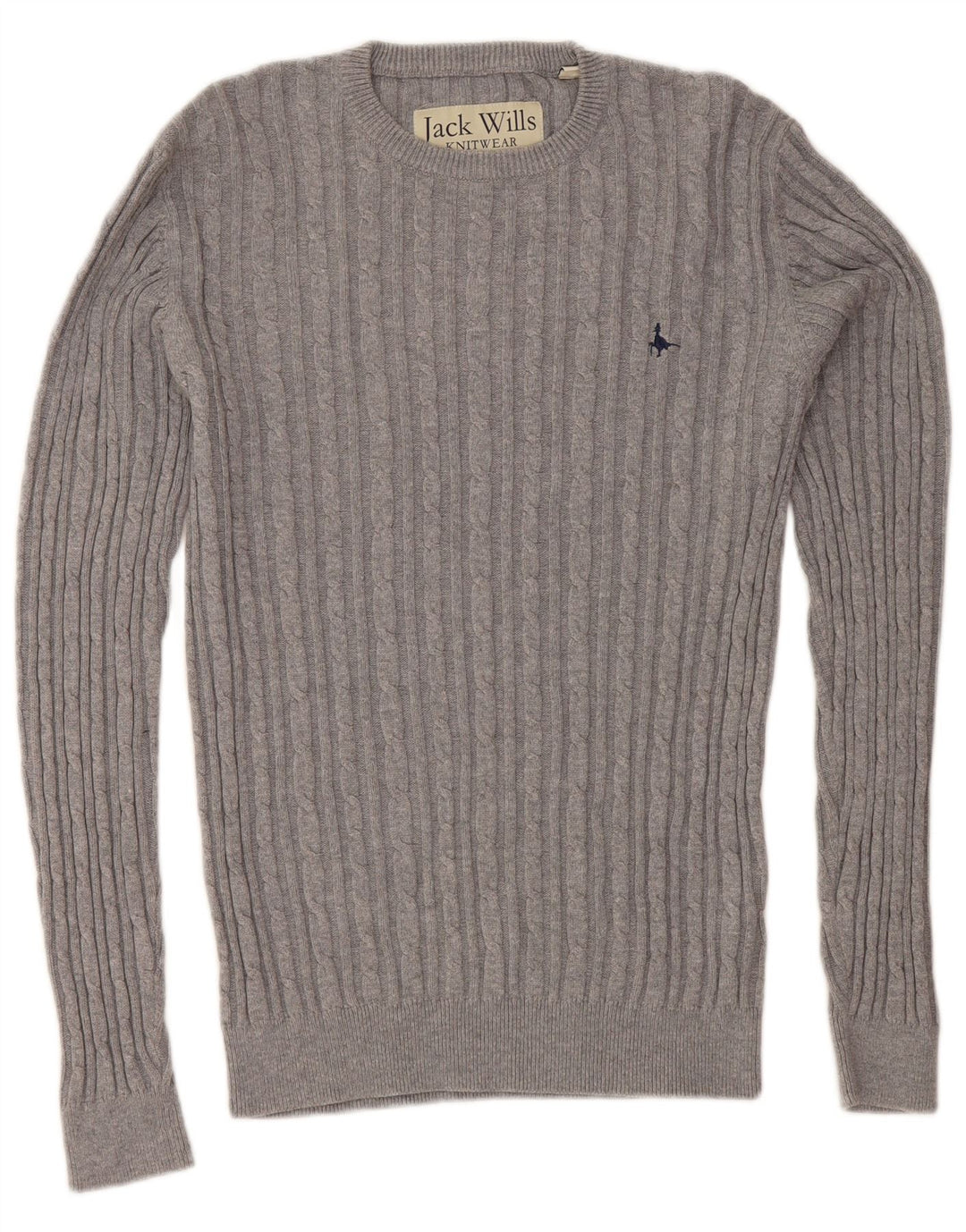 JACK WILLS Jersey de cuello redondo para hombre pequeño de algodón gris