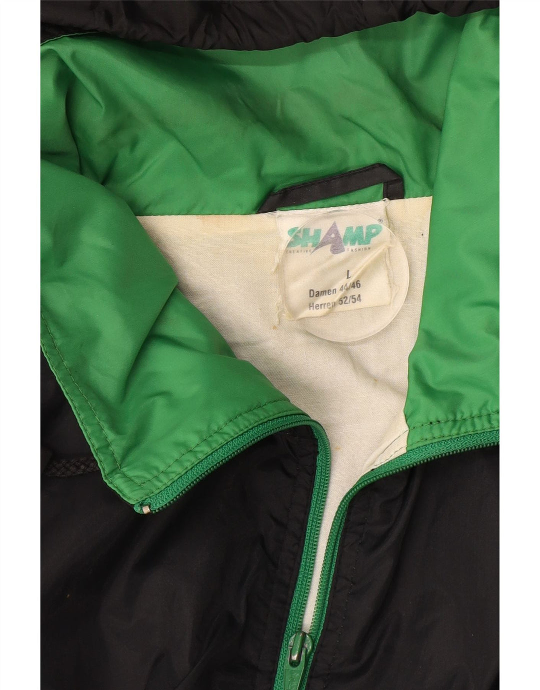 SHAMP Chaqueta impermeable con capucha para hombre UK 40 Large Poliamida negra con bloques de color