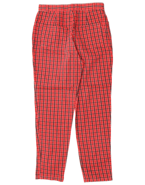 Basics Pantalones casuales de cintura alta para mujer UK 40 Large W30 L30 Red Check