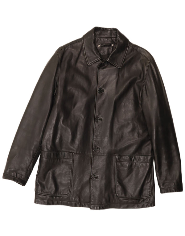Anson's Herrenhaus Chaqueta de cuero para hombre UK 38 Medium Black Leather
