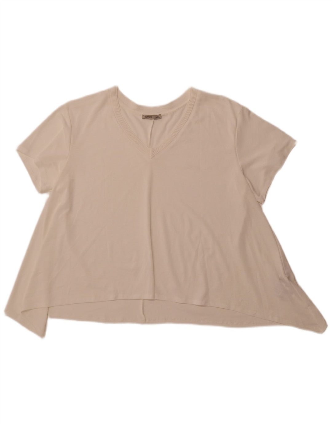 ZARA Mujer Blusa Asimétrica Top UK 46 Grande Poliéster Blanco Roto