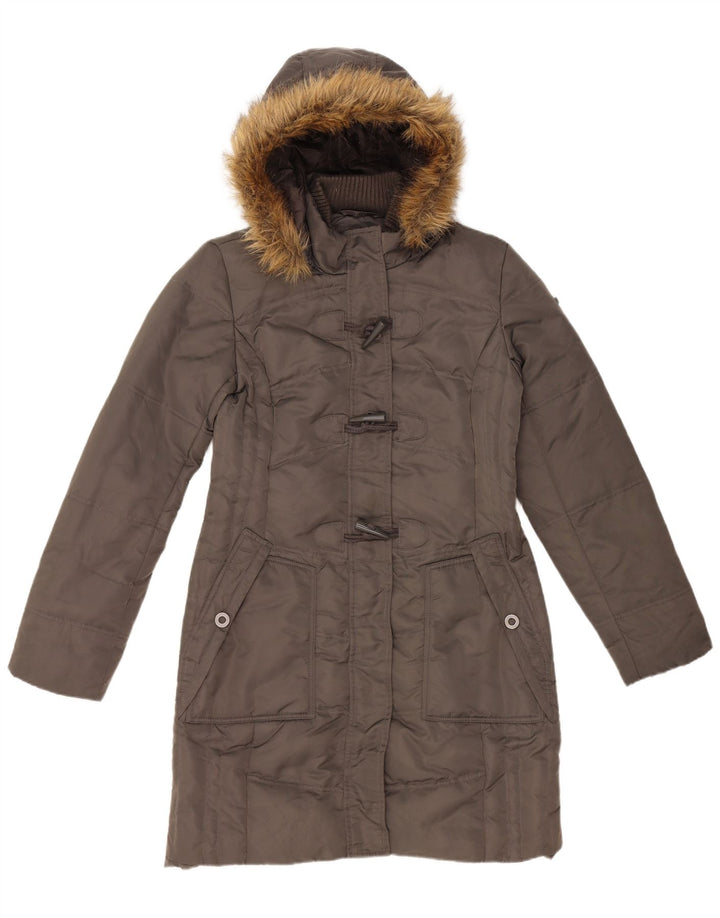 Tom Tailor Abrigo acolchado con capucha para mujer UK 44 Poliamida gris medio