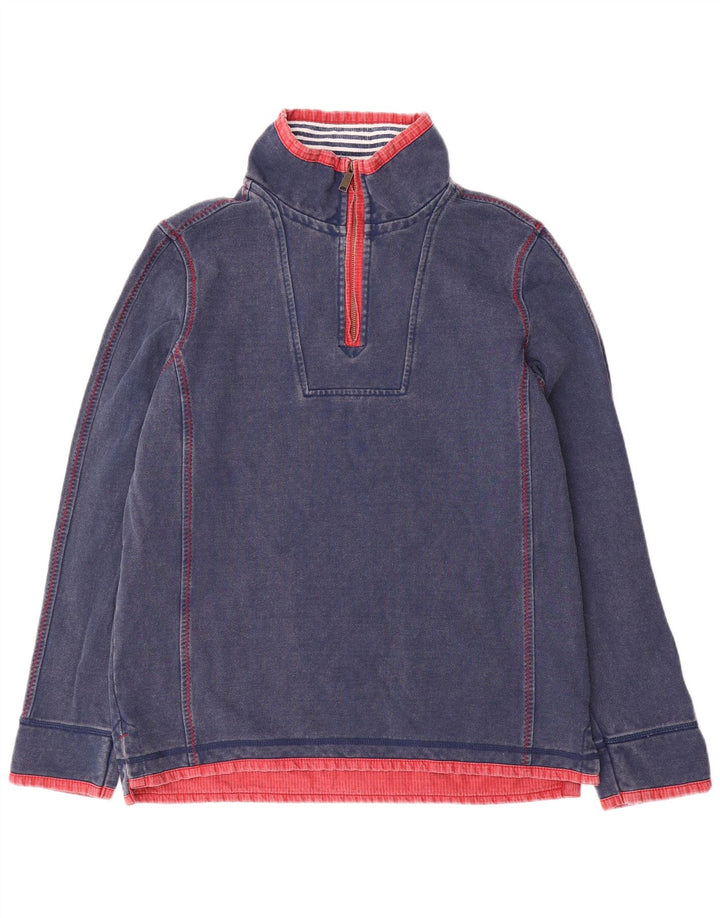 Sudadera con capucha y cuello con cremallera para hombre Fat Face Jersey de algodón azul marino mediano