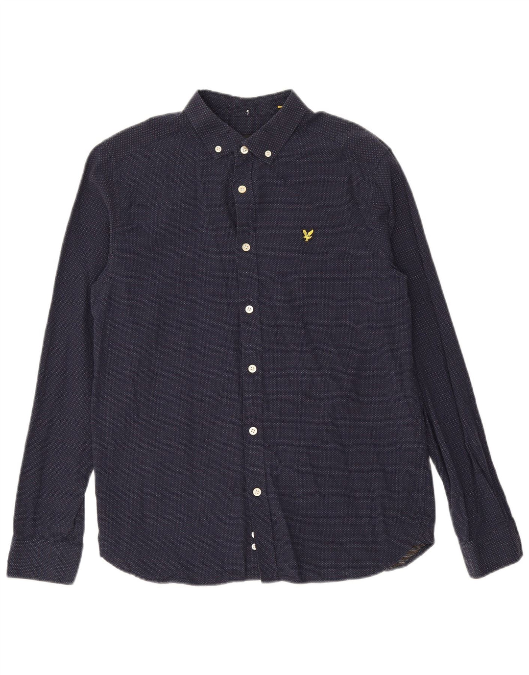 LYLE & SCOTT Camisa para hombre de algodón con lunares azul marino mediano