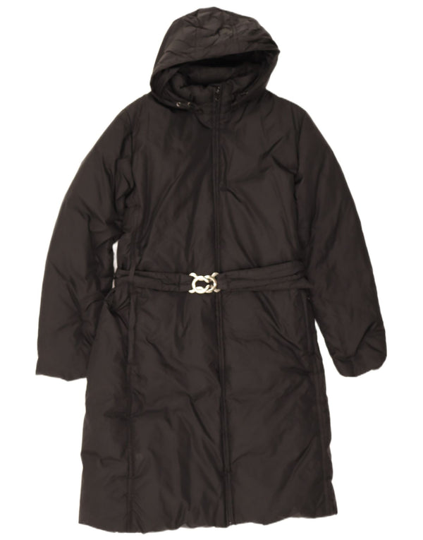 Benetton Abrigo Acolchado Con Capucha Mujer UK 46 Large Poliamida Negro