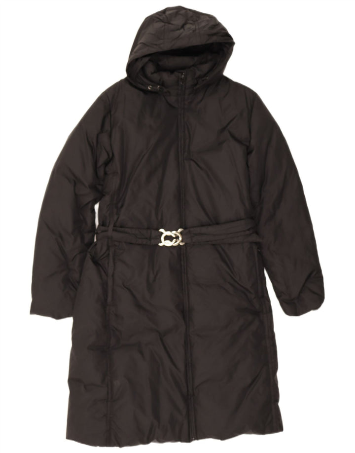 Benetton Abrigo Acolchado Con Capucha Mujer UK 46 Large Poliamida Negro