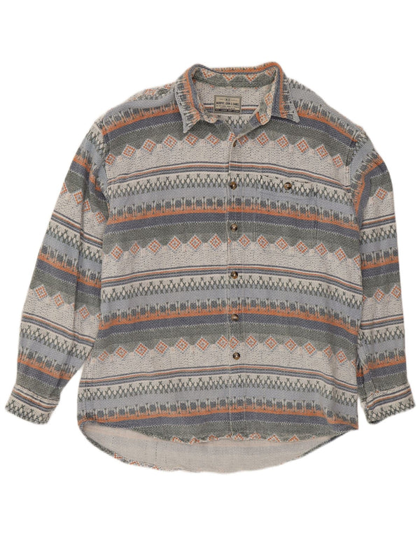 Camisa de franela vintage para hombre 2XL Algodón geométrico multicolor