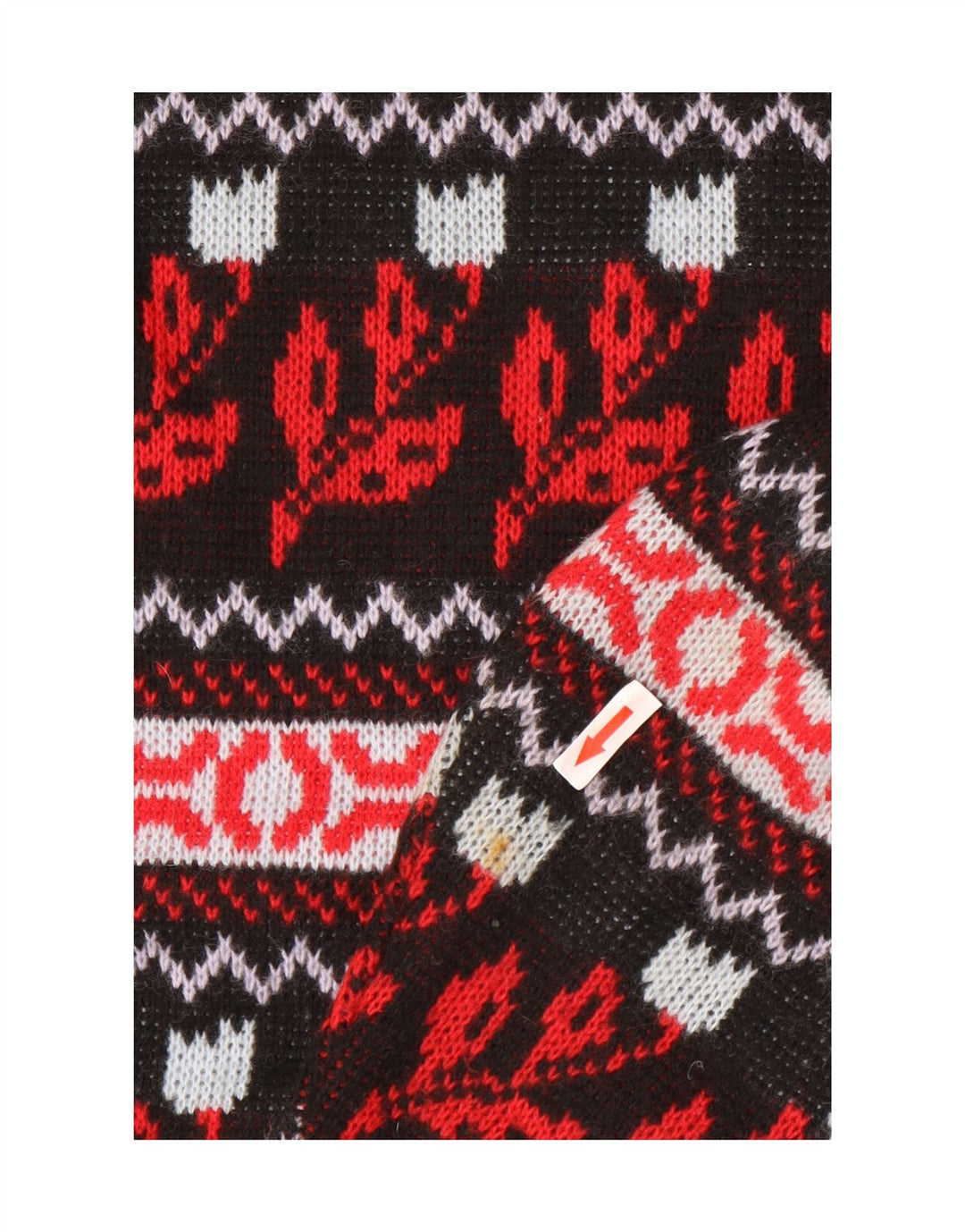Vintage hombres cuello redondo jersey suéter medio multicolor floral acrílico