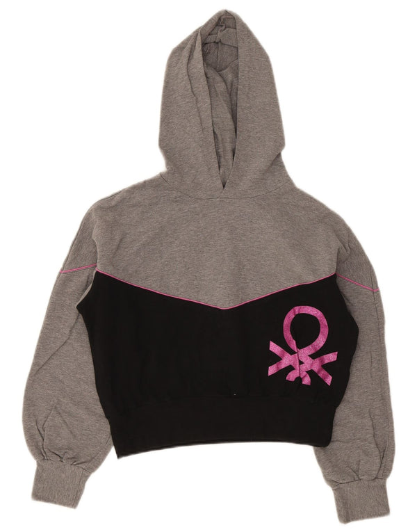 Benetton Jersey con capucha y estampado gráfico para niña 11-12 años 2XL Gris color block