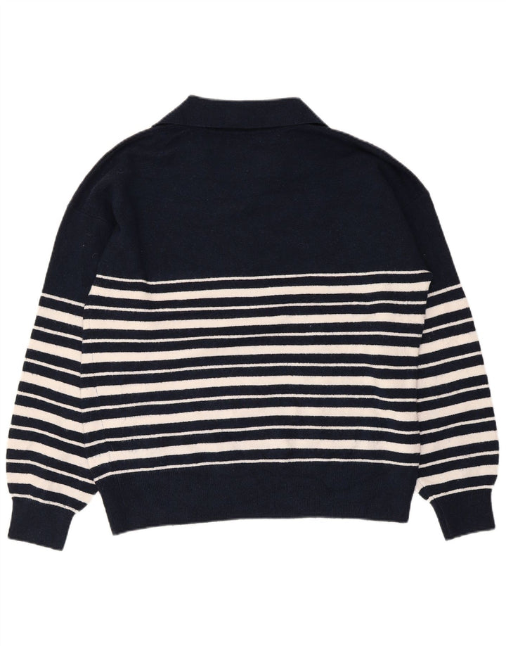 Marks & Spencer Suéter tipo jersey con cuello tipo polo para mujer UK 44 Azul marino mediano