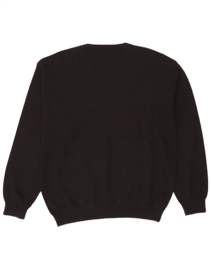 Marks & Spencer - Jersey con cuello en V para hombre, talla grande, de lana a rayas, color negro