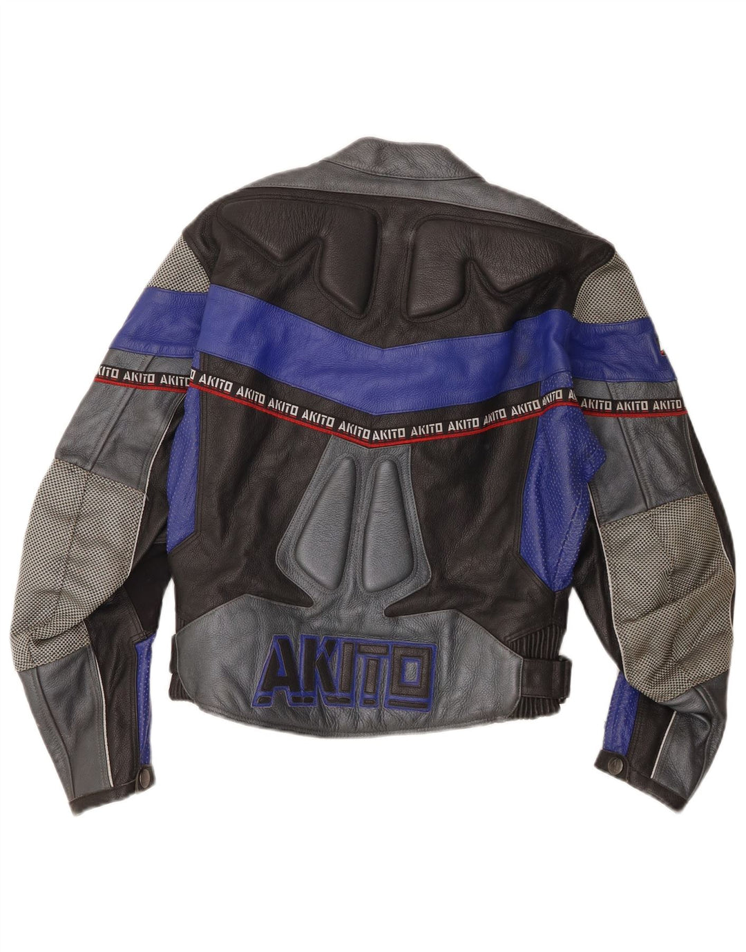 Akito Chaqueta de corredor de cuero con gráfico para mujer UK 40 Medium Black Colourblock