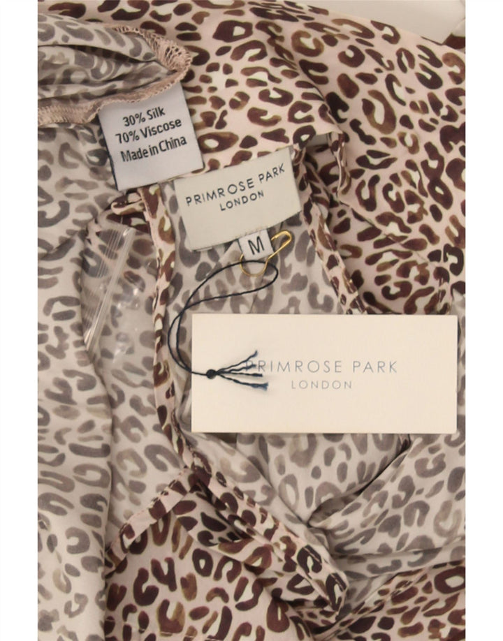 Primrose Top Halter Con Lazo Delantero Para Mujer UK 42 Seda Con Estampado Animal Marrón Medio