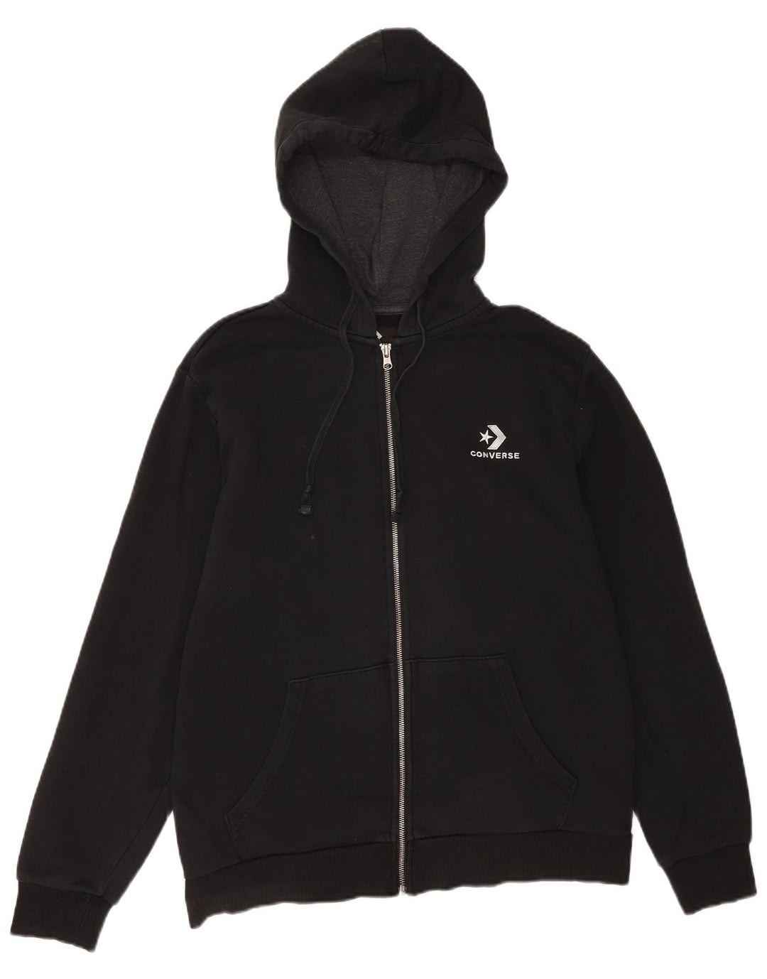 Converse Hombre Zip Sudadera con capucha Suéter Mediano Algodón Negro