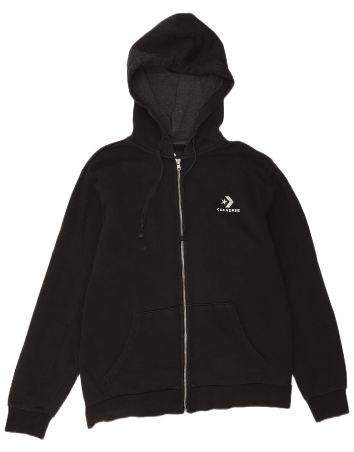 Converse Hombre Zip Sudadera con capucha Suéter Mediano Algodón Negro