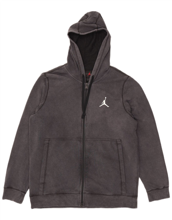 Jordan - Sudadera con capucha y cremallera para hombre, talla grande, algodón gris