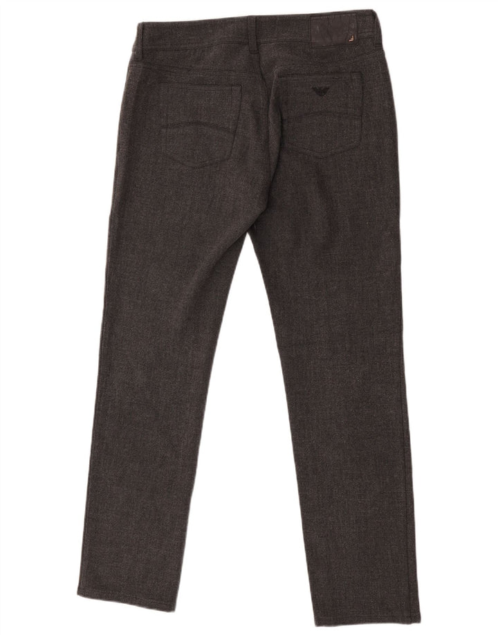 Armani Mens Slim Fit Pantalones Casuales W28 L29 Poliéster Gris