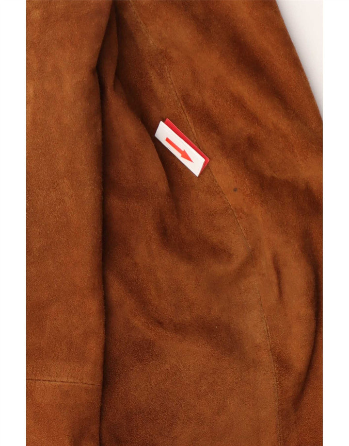 Vintage mujer 2 botones ante Blazer chaqueta Reino Unido 14 marrón medio