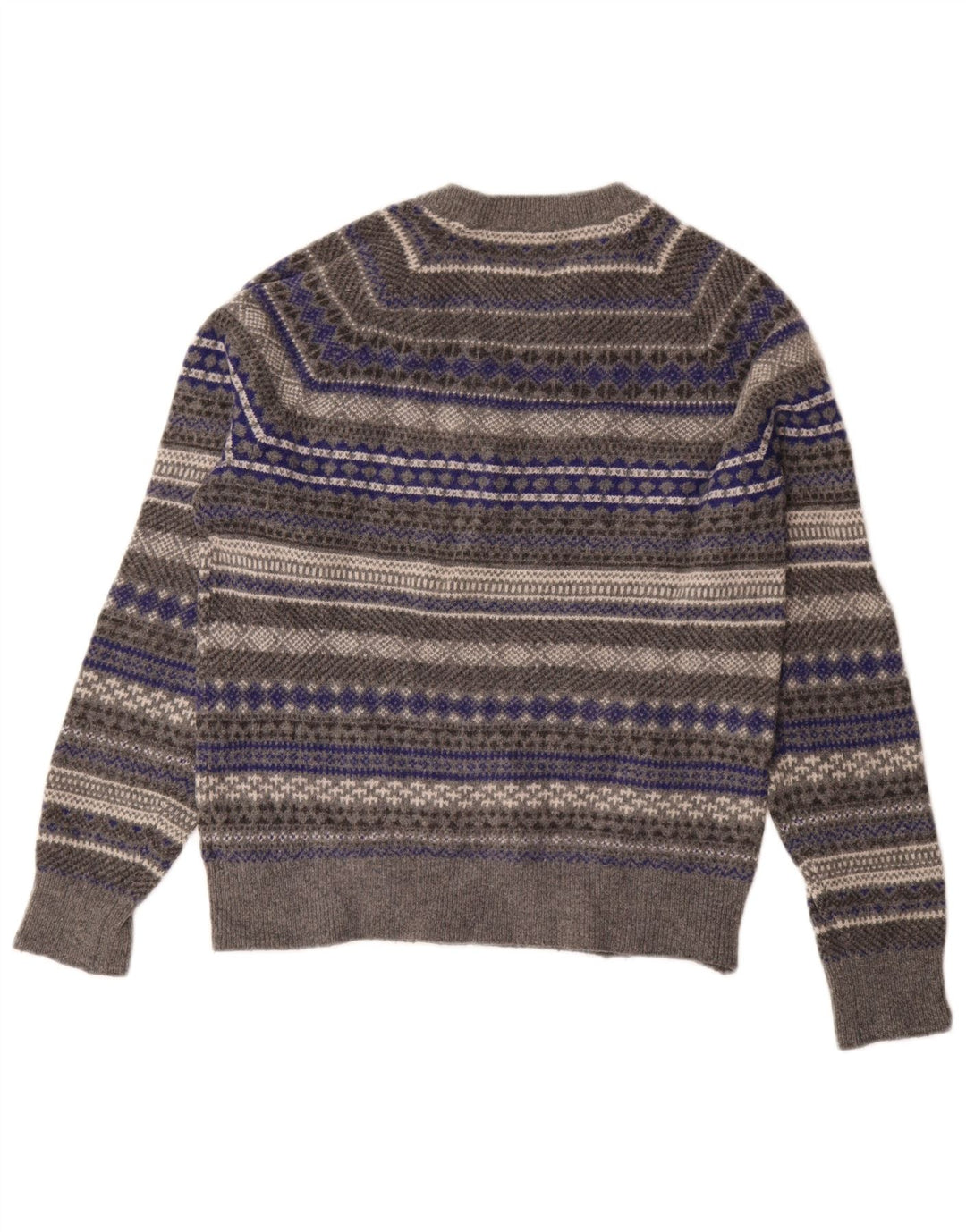 Gap Jersey de cuello redondo para mujer UK 40 Lana Fair Isle gris medio
