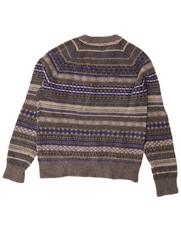 Gap Jersey de cuello redondo para mujer UK 40 Lana Fair Isle gris medio