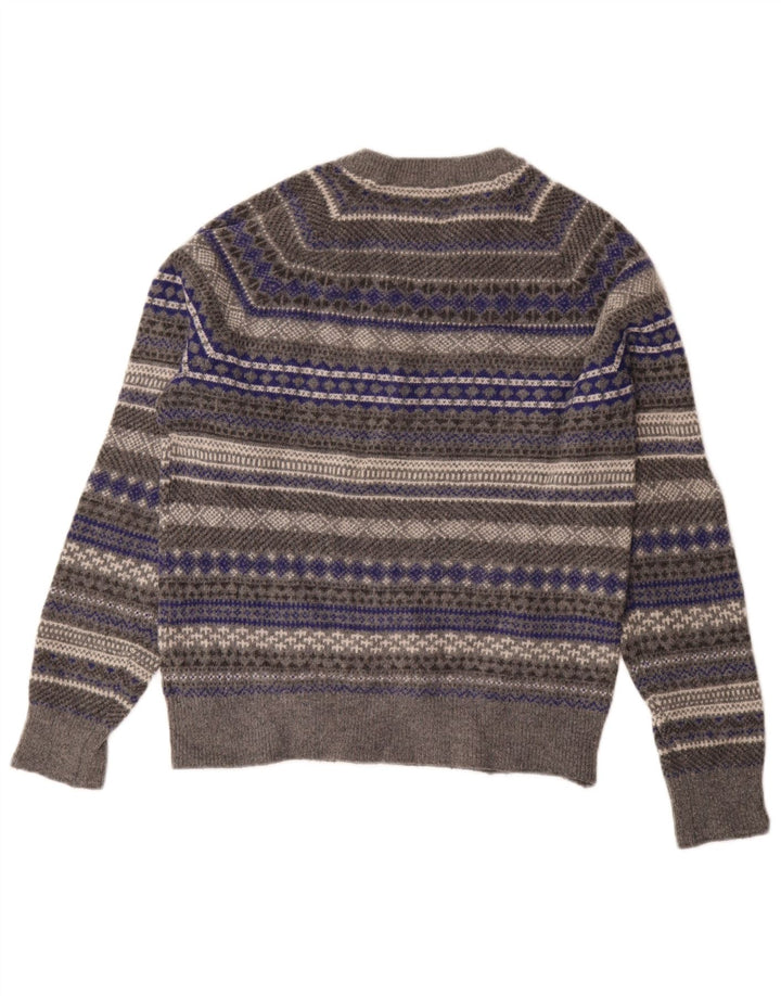 Gap Jersey de cuello redondo para mujer UK 40 Lana Fair Isle gris medio