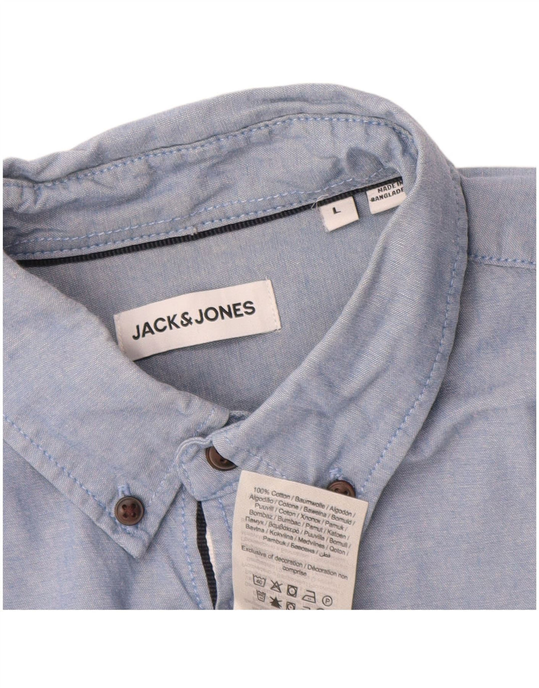 Camisa Jack & Jones Hombre Grande Azul Algodón