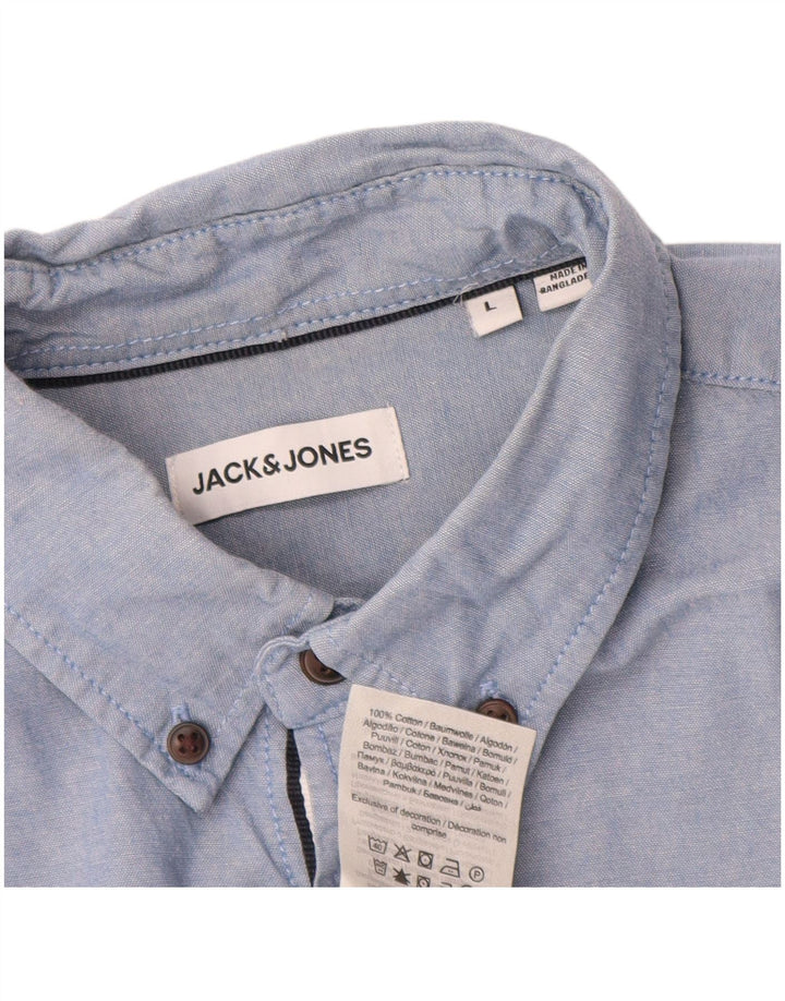 Camisa Jack & Jones Hombre Grande Azul Algodón