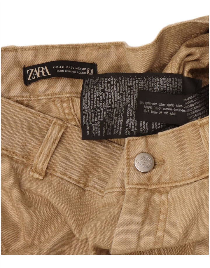 Zara Mens Cargo Bermudas Shorts EU 42 Grande W32 Algodón Beige