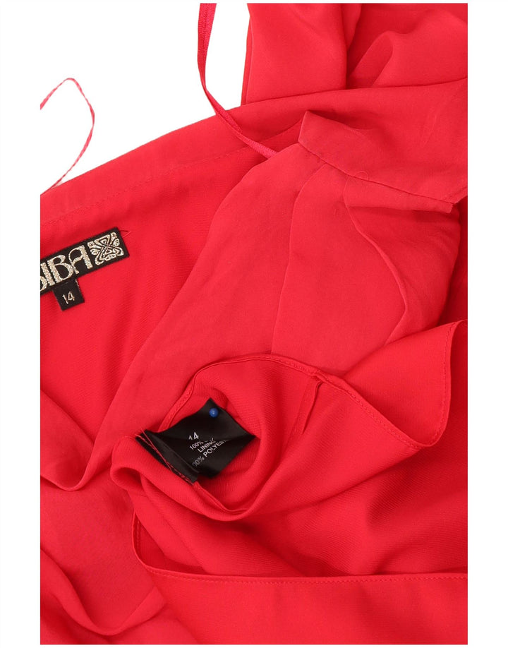 Biba Vestido tubo sin mangas para mujer UK 44 Seda roja mediana