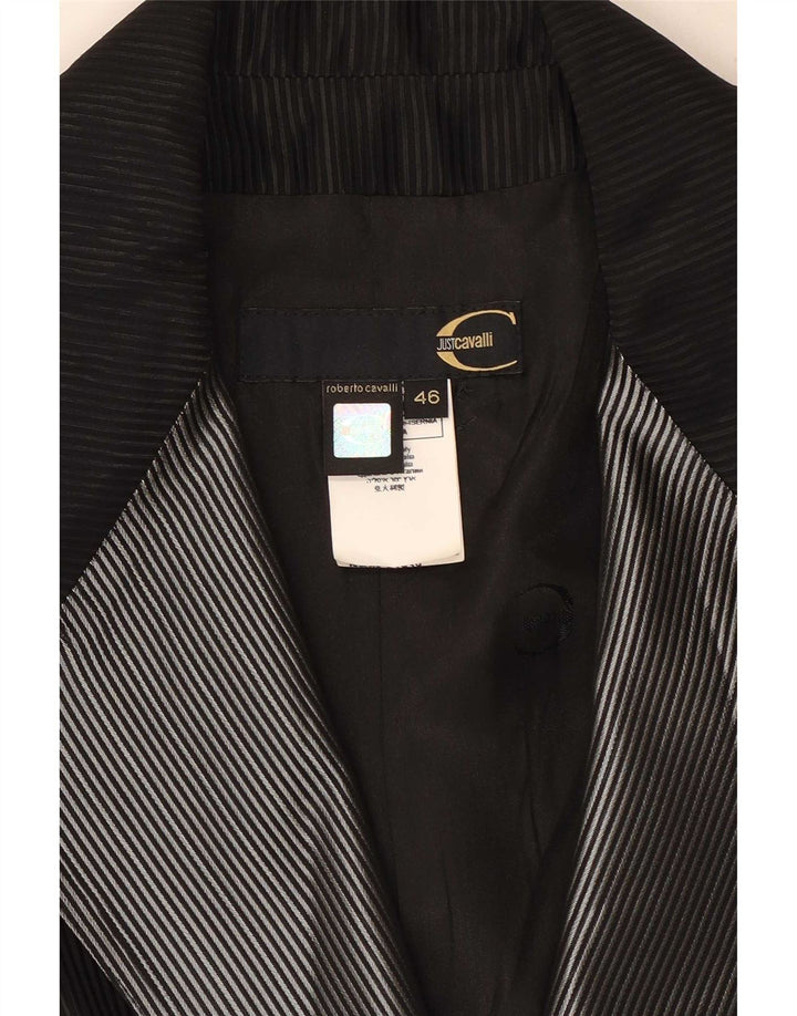 Chaqueta tipo blazer de 1 botón para mujer Just Cavalli IT 46 grande de lana a rayas negras
