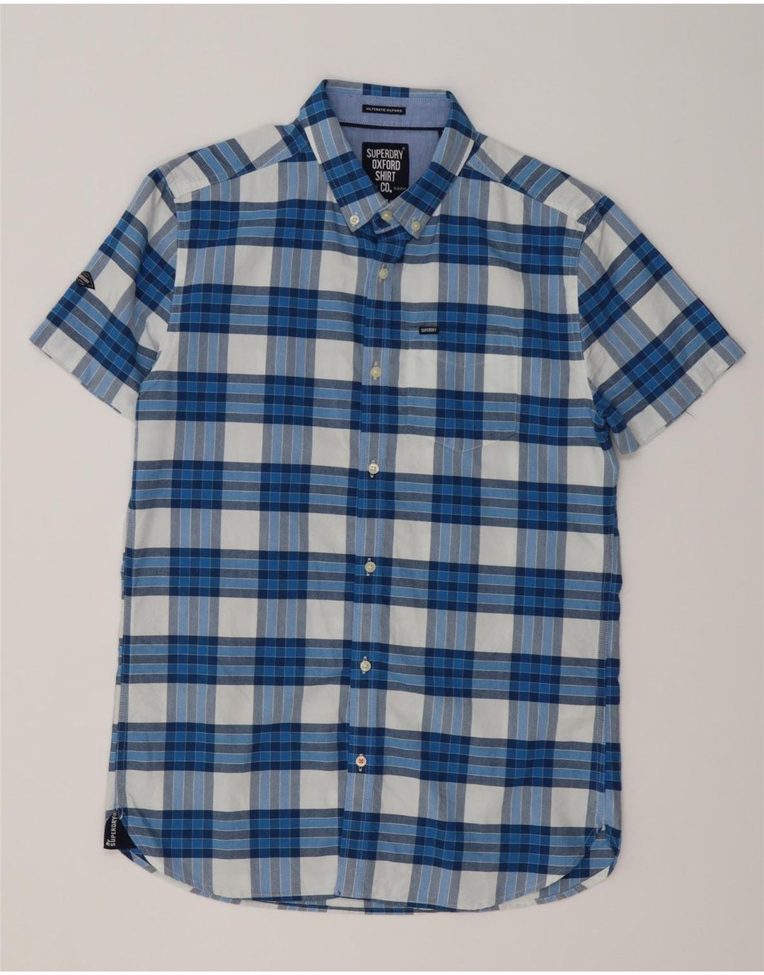 Superdry Camisa De Manga Corta De Algodón A Cuadros Azul Medio