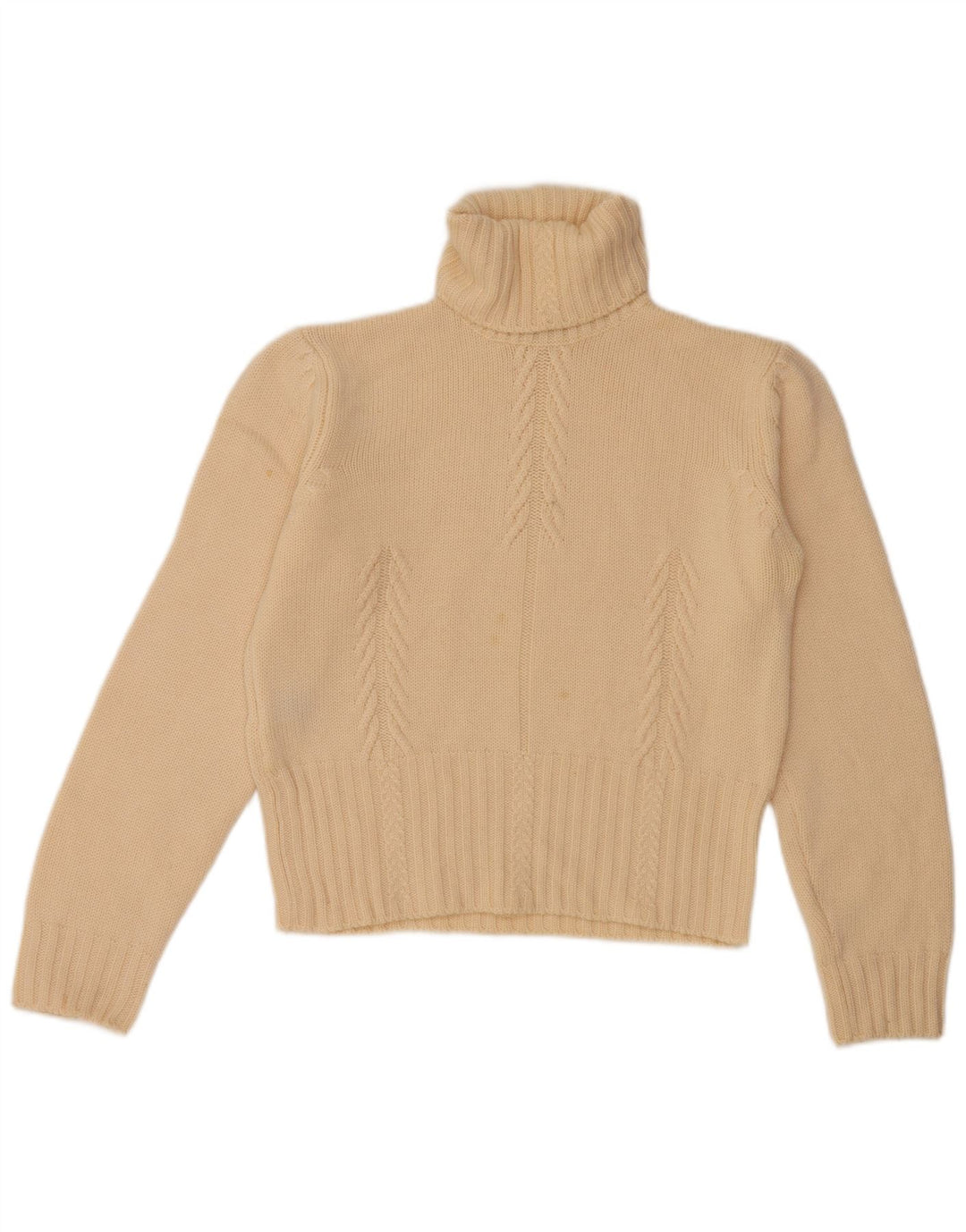 FRANCESCA Suéter tipo jersey con cuello vuelto para mujer UK 16 Large Beige New Wool