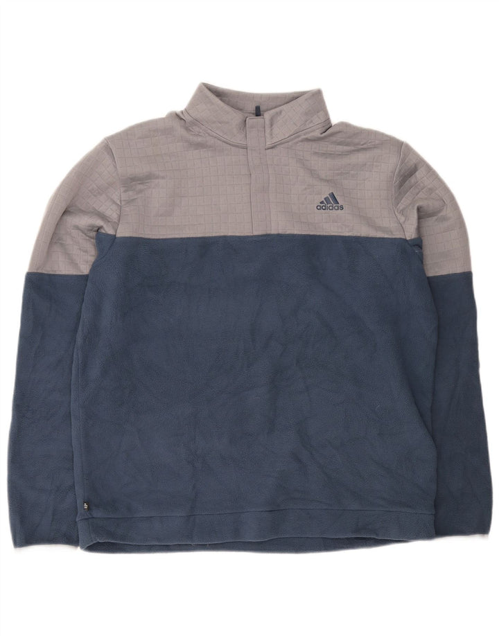 Adidas Hombre Zip Neck Fleece Jumper Grande Azul Marino Poliéster