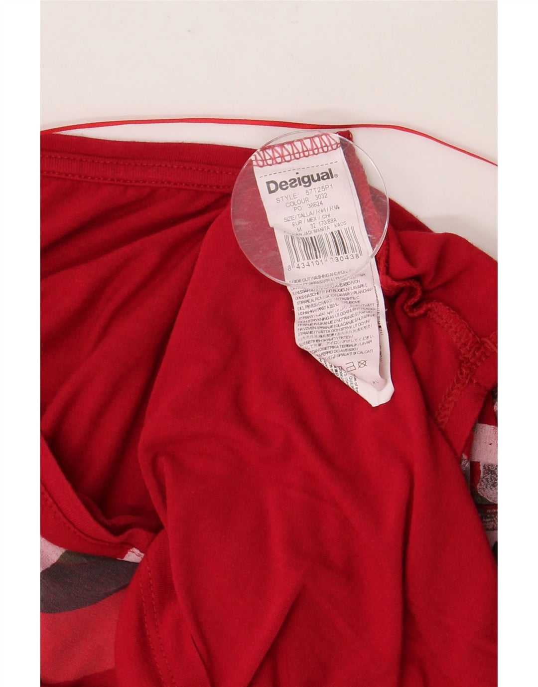 DESIGUAL Top gráfico para mujer manga 3/4 UK 44 Viscosa roja mediana