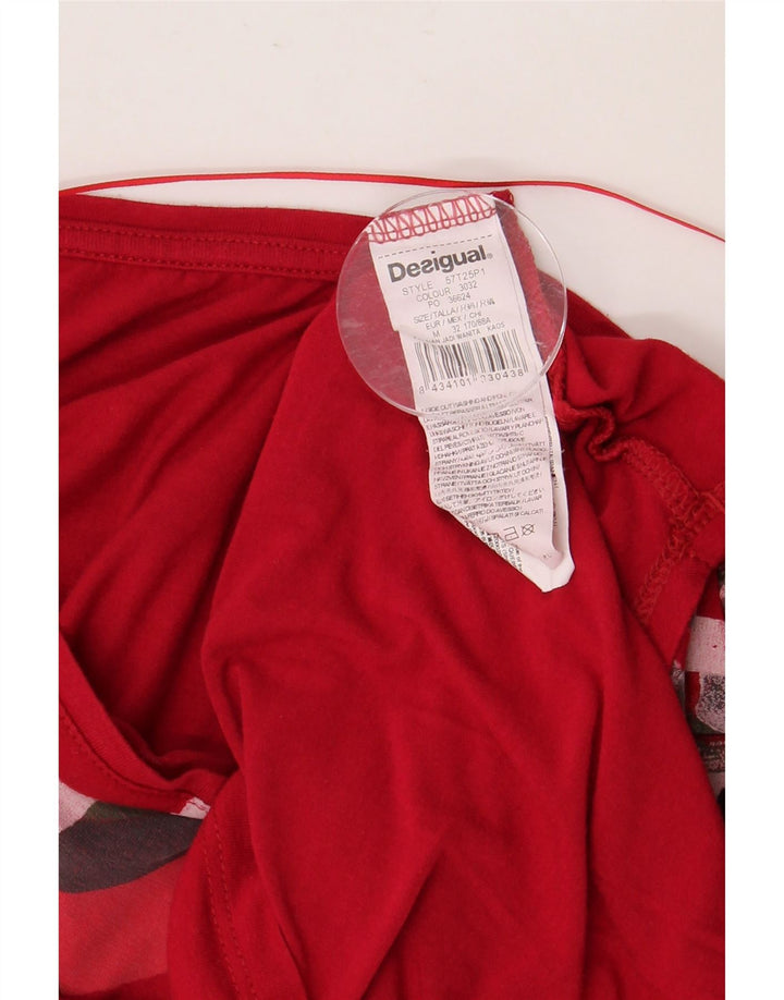 DESIGUAL Top gráfico para mujer manga 3/4 UK 44 Viscosa roja mediana
