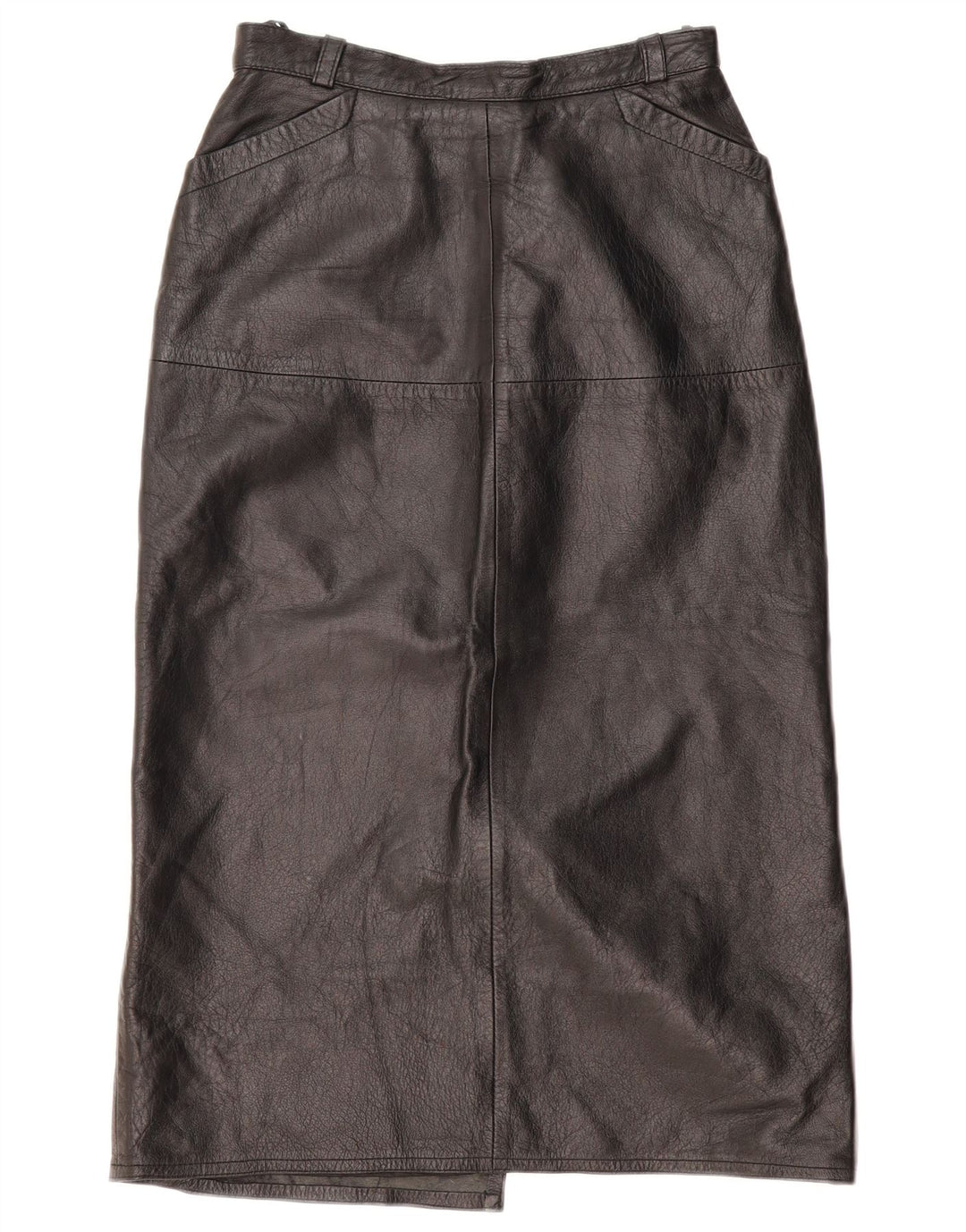 VINTAGE Falda de cuero para mujer EU 36 Pequeño W26 Cuero negro