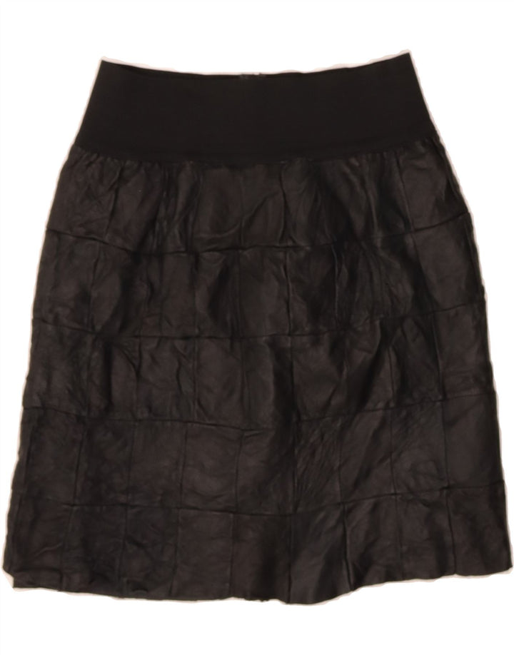 VINTAGE Womens Leather Skirt W25 XS Black Patchwork Vintage Vintage and Second-Hand Vintage from Messina Hembry 