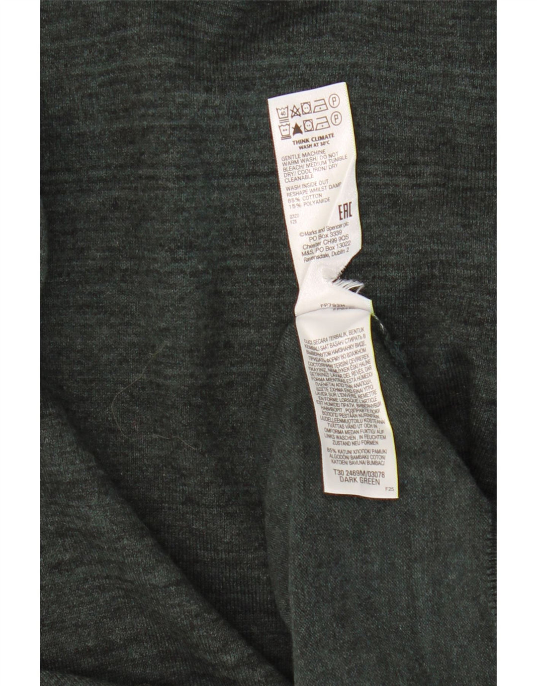 Marks & Spencer Jersey con cuello vuelto para hombre de algodón a rayas color caqui mediano
