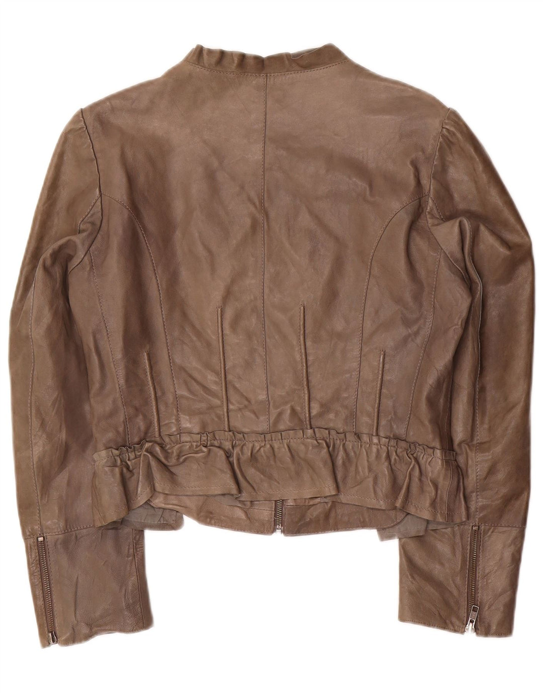 Penny Black Chaqueta de cuero corta para mujer UK 44 Cuero gris grande