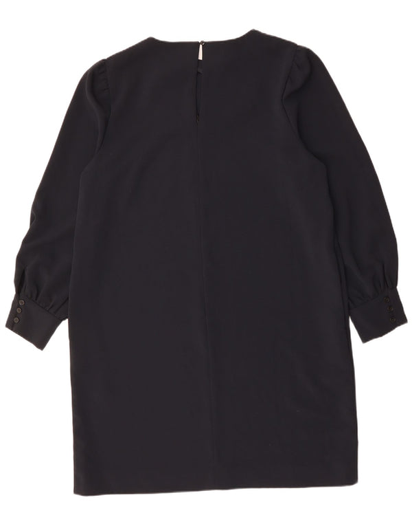 JAEGER Vestido recto de manga larga para mujer UK 40 XL Poliéster azul marino