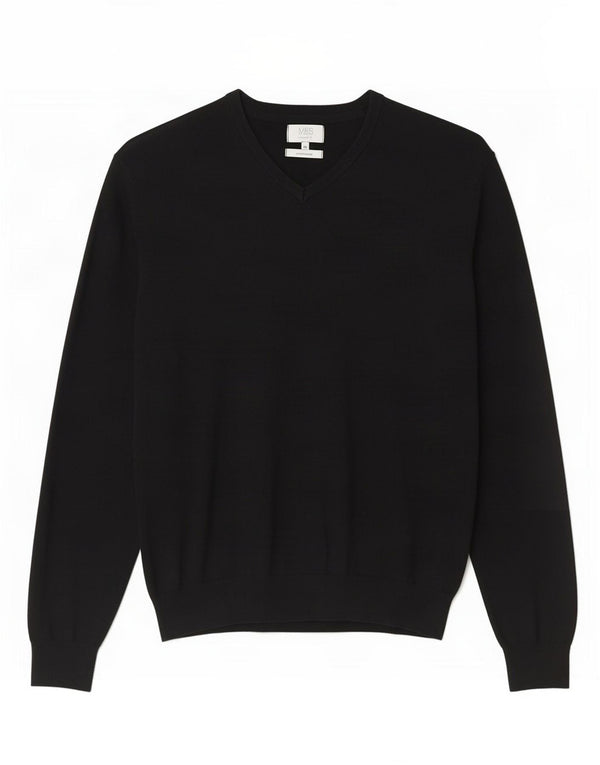 Marks & Spencer Jersey con Cuello en V y Ajuste Regular para Hombre XL Algodón Negro