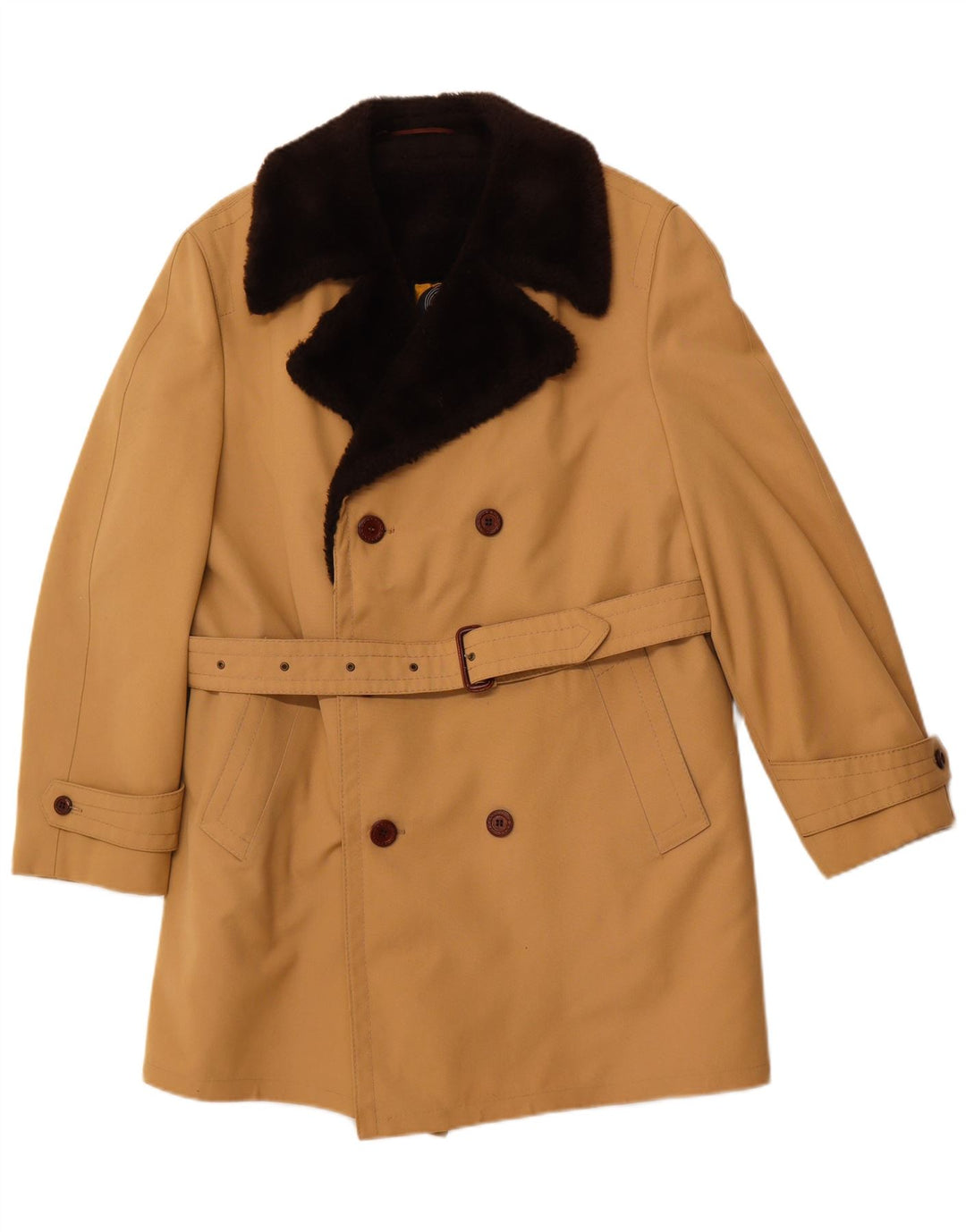 DIOLEN Abrigo Sherpa de Doble Botonadura para Hombre UK 38 Marrón Medio Sintético